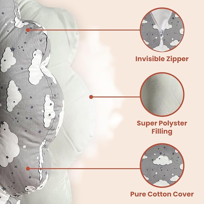 Gray colour feeding pillow