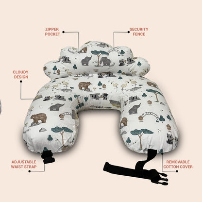 Off white animal print feeding pillow