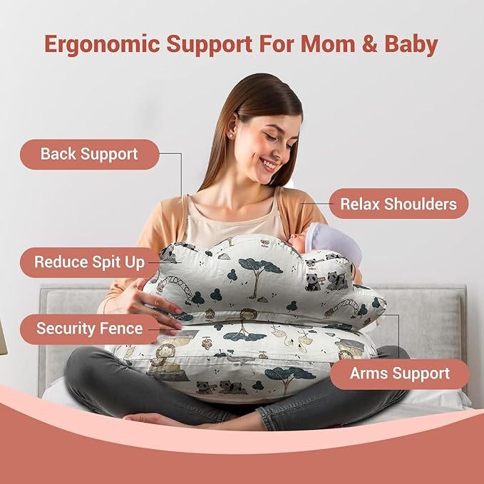 Off white animal print feeding pillow