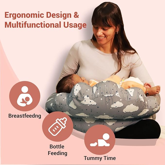 Gray colour feeding pillow