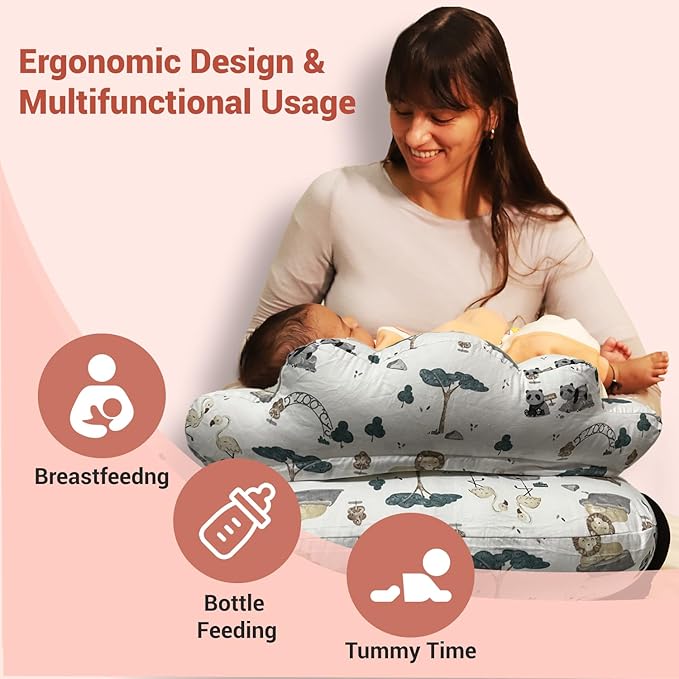 Off white animal print feeding pillow