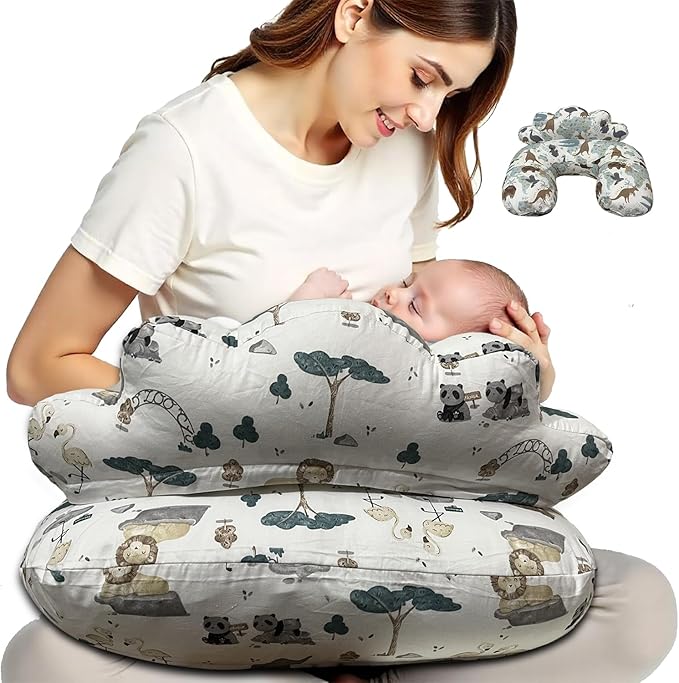 Off white animal print feeding pillow