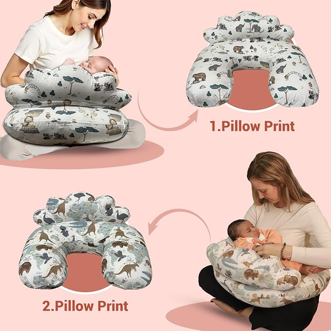 Off white animal print feeding pillow