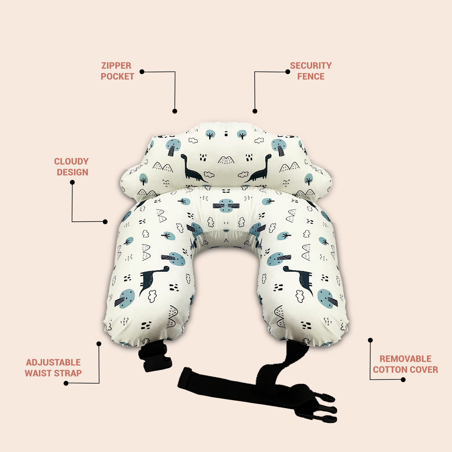 White Dino Feeding Pillow
