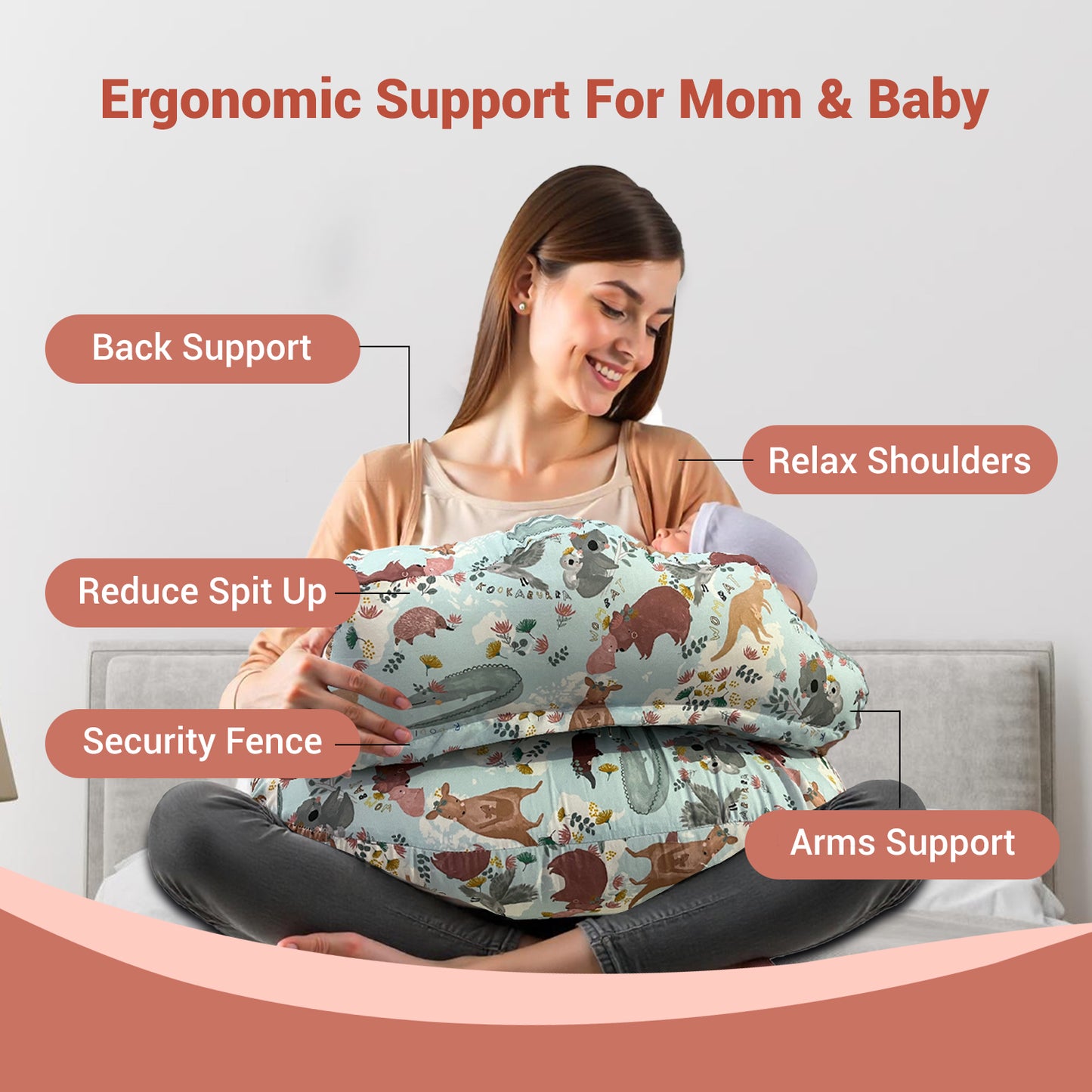 Green Colour Feeding Pillow
