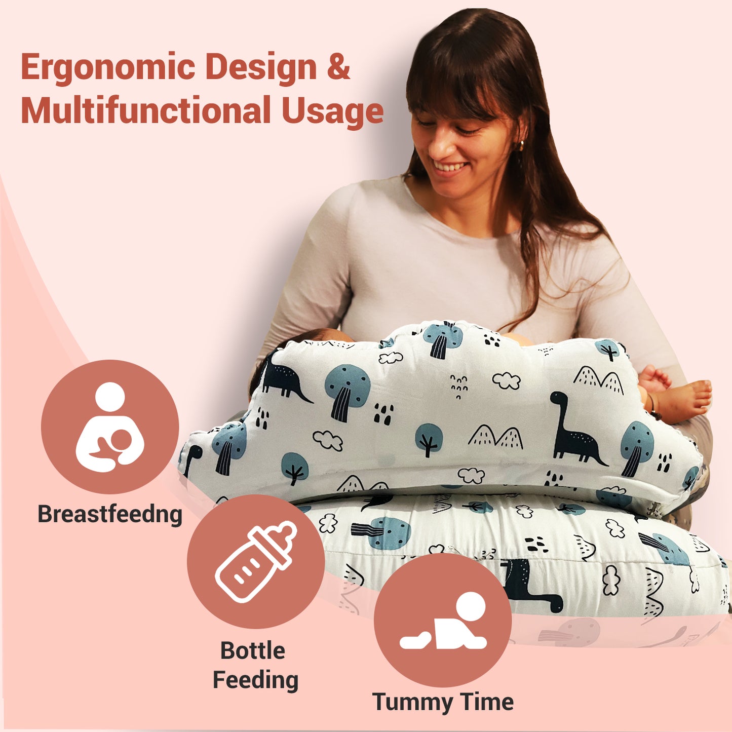White Dino Feeding Pillow