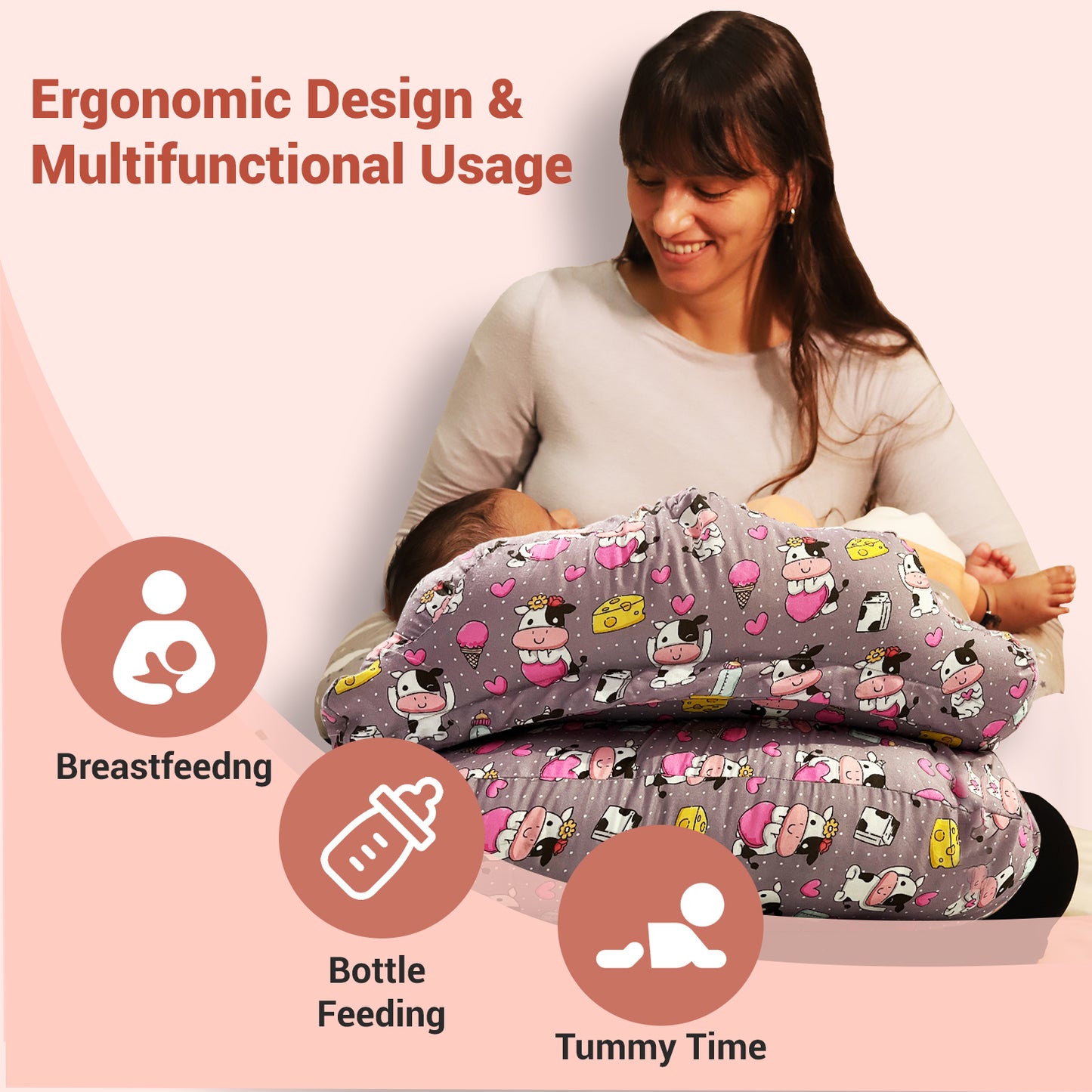 Pink Colour Feeding Pillow