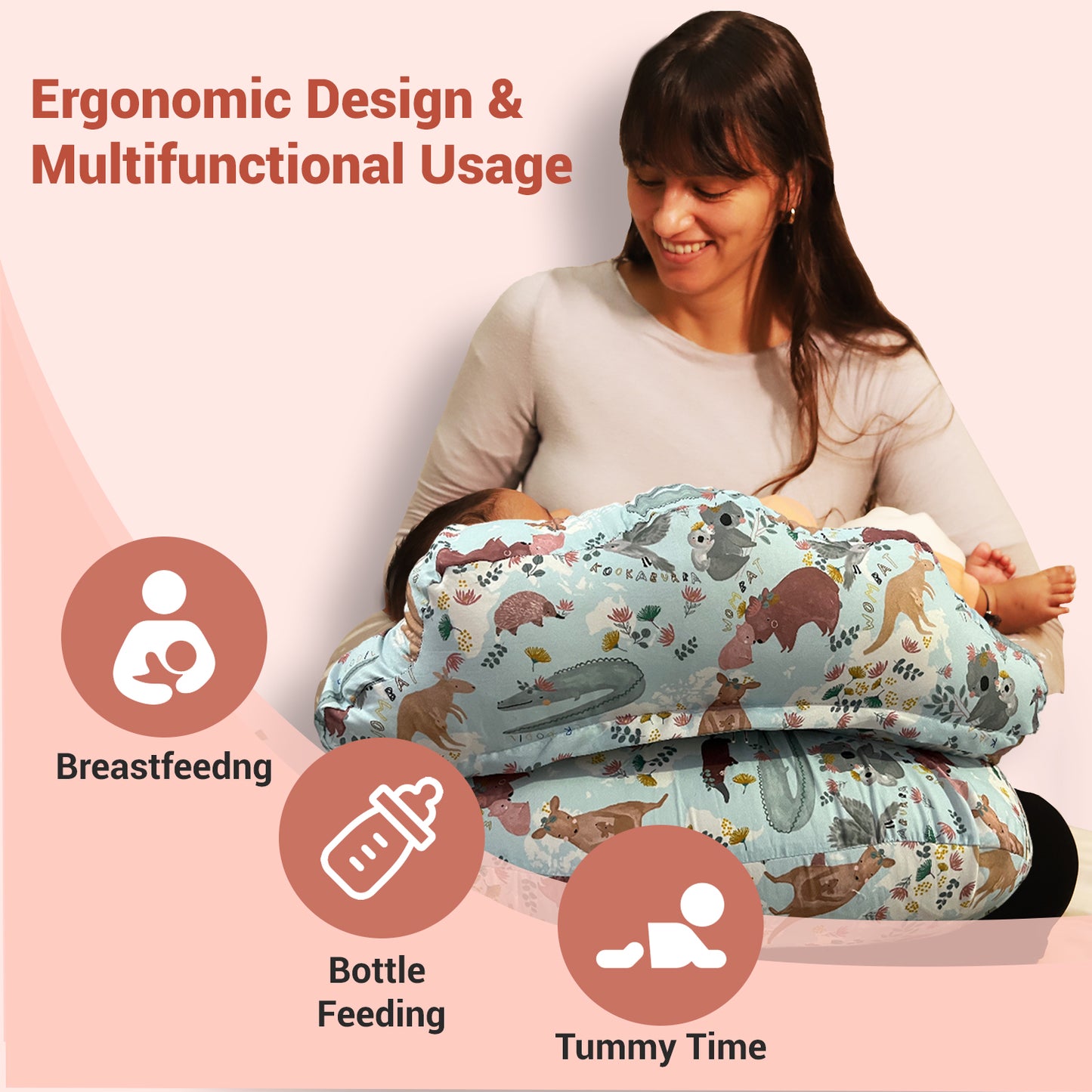 Green Colour Feeding Pillow