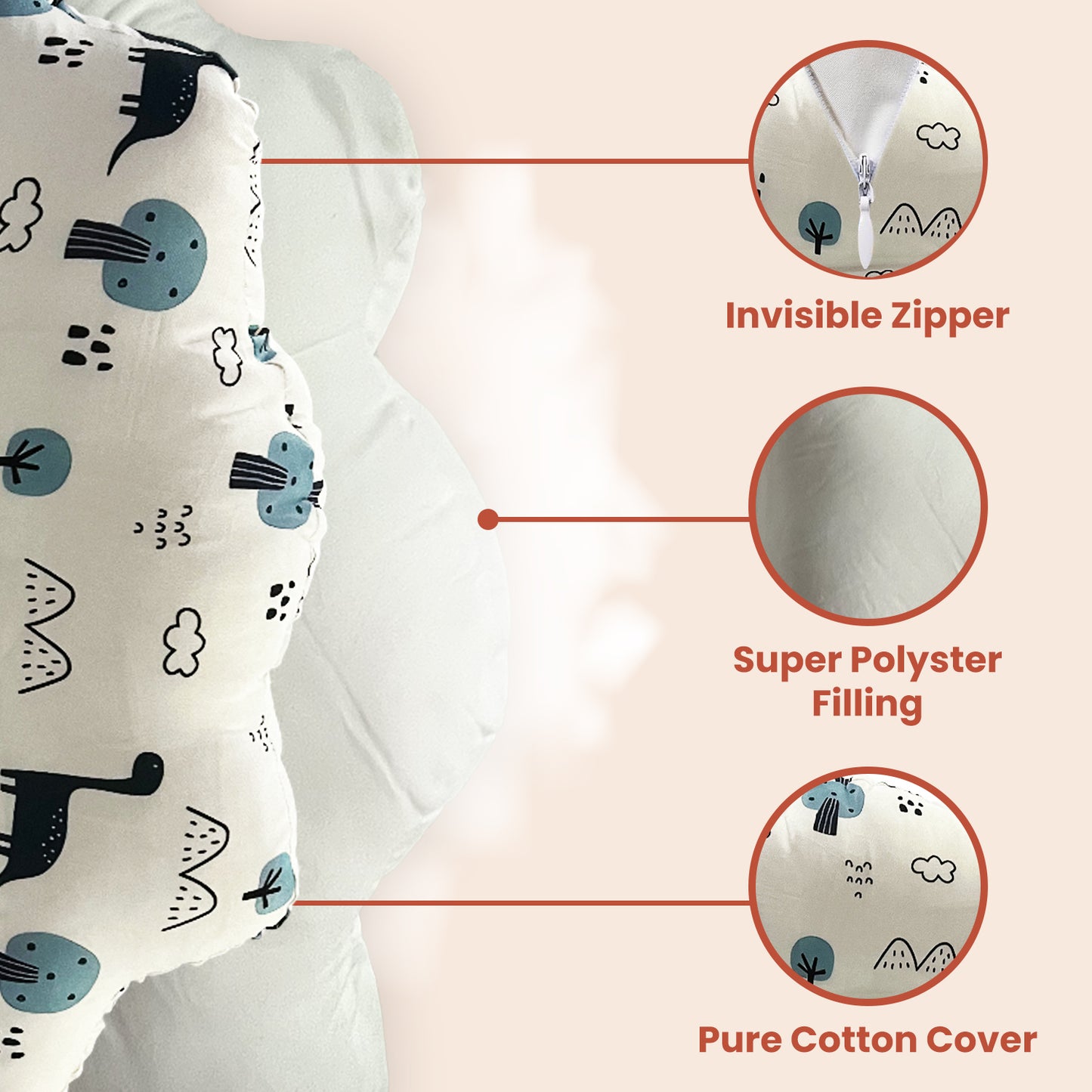 White Dino Feeding Pillow