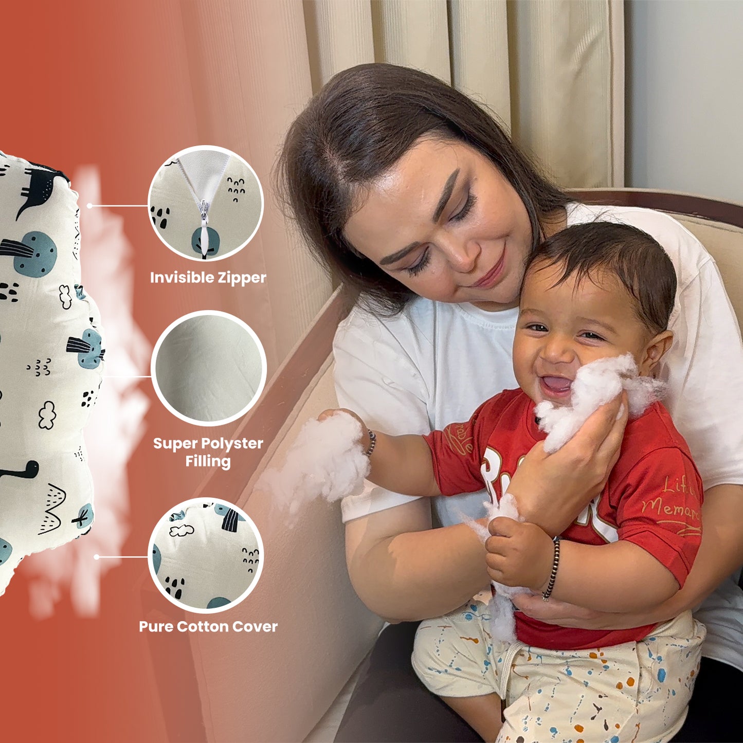 White Dino Feeding Pillow