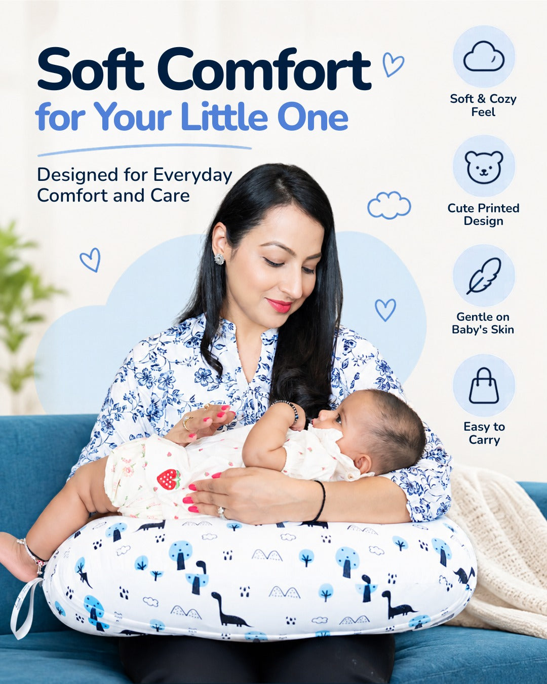 Gray colour feeding pillow