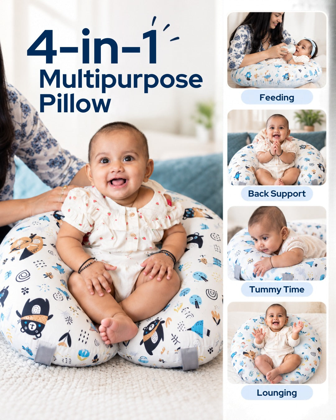 Gray colour feeding pillow